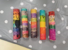 five friendship sticks made by children
